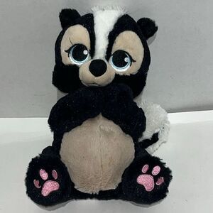 Disney Kids Black White Bambi Baby Skunk Flower Plush Stuffed Animal Toy 10"
